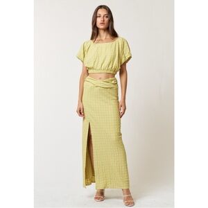 NEW Light Green Textured Stretch High Waist Skirt & Top Set